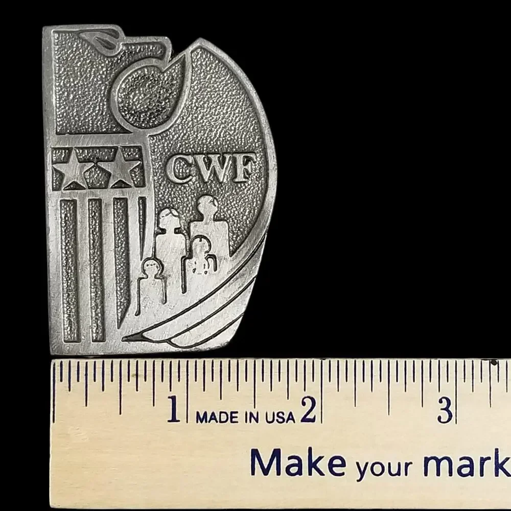 Vintage Belt Buckle Pewter CWF American Legion‎ Child Welfare Foundation Eagle